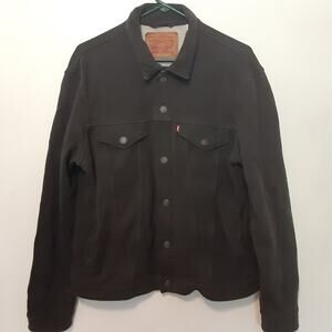 Levis Sweatshirt Jacket Mens XL Black Soft Cotton Snap Button Trucker Style